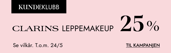 Kundeklubbkampanje 25 % rabatt på Clarins leppemakeup